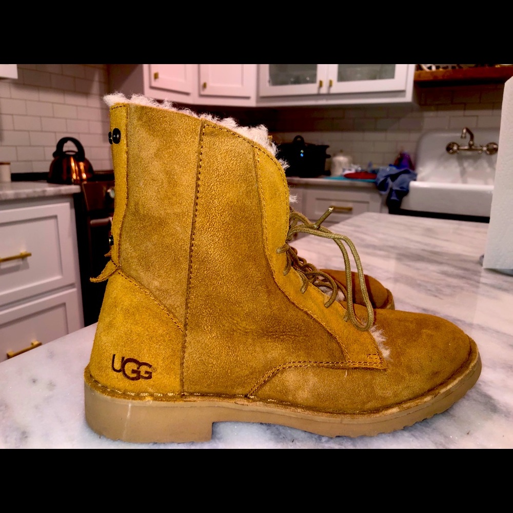 UGG Women's Lace-Up Suede Boots in Mustard